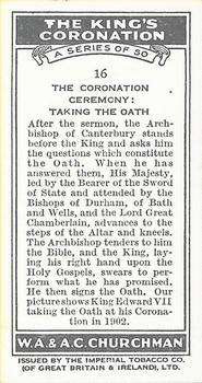 1937 Churchman's The King’s Coronation #16 The Coronation Ceremony: Taking the Oath Back