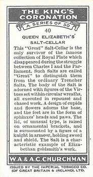 1937 Churchman's The King’s Coronation #40 Queen Elizabeth's Salt-Cellar Back