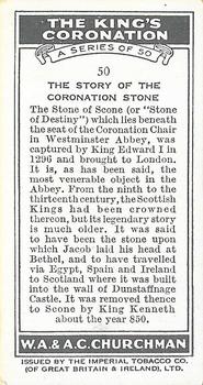 1937 Churchman's The King’s Coronation #50 The Story of the Coronation Stone Back