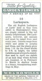 1933 Wills's Garden Flowers #26 Larkspurs Back