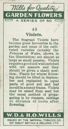 1933 Wills's Garden Flowers #48 Violets Back