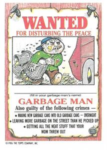 1989 Regina The Garbage Gang Series 3 #104a Silent Sandy Back