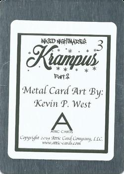 2019 Attic Cards Inked Nightmares Krampus Part 2 - Metal #3 Kevin P. West Back