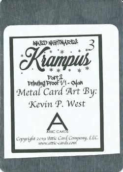 2019 Attic Cards Inked Nightmares Krampus Part 2 - Metal Printing Proofs Cyan #3 Kevin P. West Back