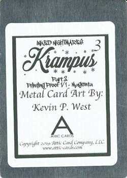 2019 Attic Cards Inked Nightmares Krampus Part 2 - Metal Printing Proofs Magenta #3 Kevin P. West Back