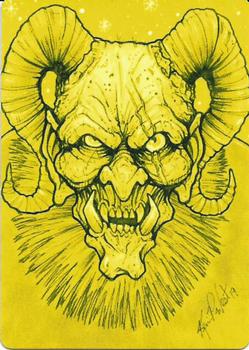 2019 Attic Cards Inked Nightmares Krampus Part 2 - Metal Printing Proofs Yellow #3 Kevin P. West Front