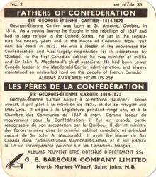 1967 G. E. Barbour Fathers of Confederation #2 Georges-Etienne Cartier Back
