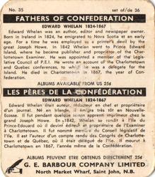 1967 G. E. Barbour Fathers of Confederation #35 Edward Whelan Back