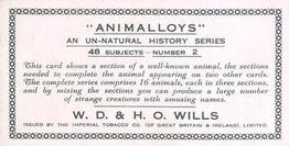 1934 Wills's Animalloys #2 Alligator Back