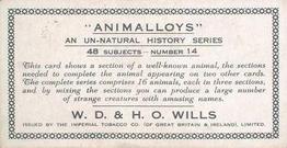 1934 Wills's Animalloys #14 Hippopotamus Back