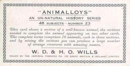 1934 Wills's Animalloys #23 Opossum Back