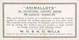 1934 Wills's Animalloys #43 Weasel Back