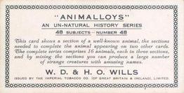 1934 Wills's Animalloys #48 Wolverine Back