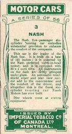 1924 Imperial Tobacco Co of Canada (ITC) Motor Cars (C22) #3 Nash Back