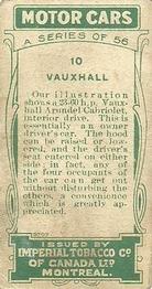 1924 Imperial Tobacco Co. of Canada (ITC) Motor Cars (C22) #10 Vauxhall Back
