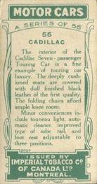 1924 Imperial Tobacco Co of Canada (ITC) Motor Cars (C22) #55 Cadillac Back