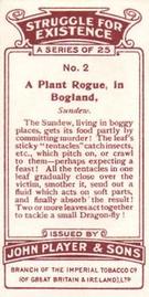 1923 Player's Struggle for Existence #2 A Plant Rogue, in Bogland, Sundew Back
