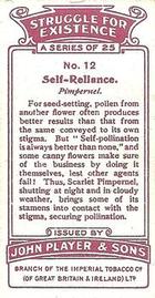 1923 Player's Struggle for Existence #12 Self-Reliance Back