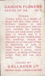 1938 Gallaher Garden Flowers #4 Zinnia Back
