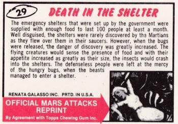 1984 Renata Galasso Mars Attacks Reprint #29 Death in the Shelter Back