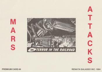 1984 Renata Galasso Mars Attacks Reprint - Oversized Premiums #4 Terror in the Railroad Back