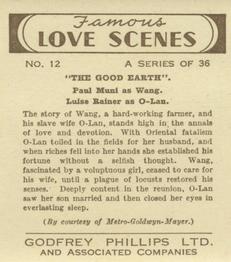 1939 Godfrey Phillips Famous Love Scenes #12 Paul Muni / Luise Rainer Back