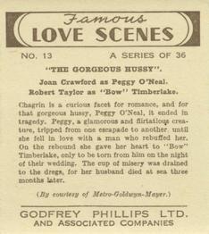 1939 Godfrey Phillips Famous Love Scenes #13 Joan Crawford / Robert Taylor Back