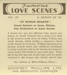 1939 Godfrey Phillips Famous Love Scenes #23 James Stewart / Ann Rutherford Back