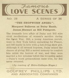 1939 Godfrey Phillips Famous Love Scenes #28 Margaret Sullavan / James Stewart Back