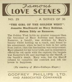1939 Godfrey Phillips Famous Love Scenes #29 Jeanette MacDonald / Nelson Eddy Back