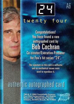 2003 Comic Images 24 Season 1 & 2 - Autographs #A6 Bob Cochran Back
