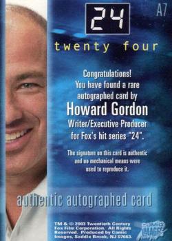 2003 Comic Images 24 Season 1 & 2 - Autographs #A7 Howard Gordon Back