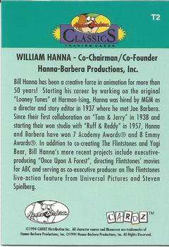 1994 Cardz Hanna-Barbera Classics - Tekchromes #T2 William Hanna Back