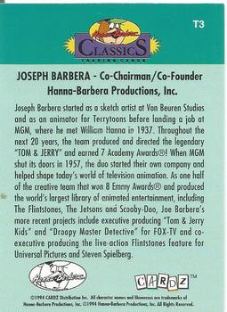 1994 Cardz Hanna-Barbera Classics - Tekchromes #T3 Joseph Barbera Back