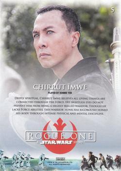 2016 Topps Star Wars Rogue One Series 1 - 9 Card Numbered #5 Chirrut Imwe Back