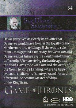 2020 Rittenhouse Game of Thrones Season 8 #34 Ser Davos Seaworth Back