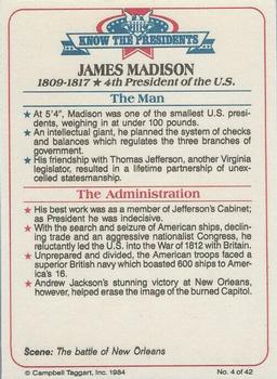 1984 Campbell Taggart Know the Presidents #4 James Madison Back