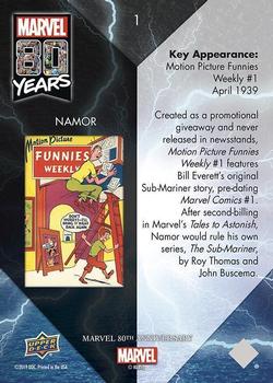 2019 Upper Deck Marvel 80th Anniversary - Color Spike #1 Namor Back