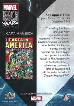 2019 Upper Deck Marvel 80th Anniversary - Color Spike #3 Captain America Back