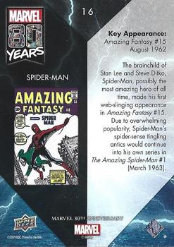 2019 Upper Deck Marvel 80th Anniversary - Color Spike #16 Spider-Man Back