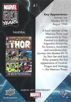 2019 Upper Deck Marvel 80th Anniversary - Color Spike #41 Fandral Back