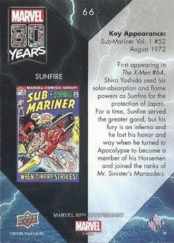 2019 Upper Deck Marvel 80th Anniversary - Color Spike #66 Sunfire Back