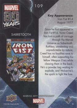 2019 Upper Deck Marvel 80th Anniversary - Color Spike #109 Sabretooth Back