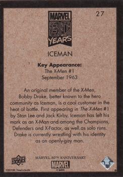 2019 Upper Deck Marvel 80th Anniversary - Retro #27 Iceman Back