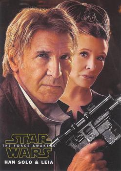2015 Topps Star Wars: The Force Awakens - 9 Card Character Promo #NNO Han and Leia Front