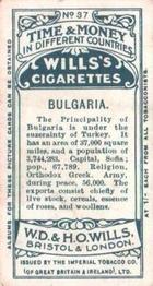 1906 Wills's Time & Money in Different Countries #37 Bulgaria Back