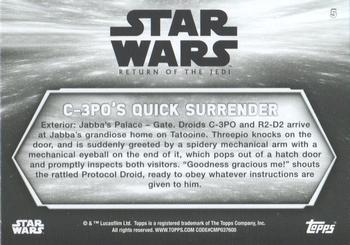 2020 Topps Star Wars Return of the Jedi Black & White - Sepia #5 C-3PO’s Quick Surrender Back