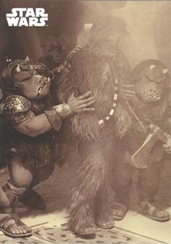 2020 Topps Star Wars Return of the Jedi Black & White - Sepia #19 Carting the Wookiee away Front
