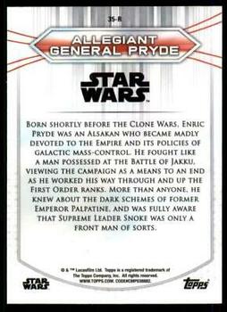 2020 Topps Chrome Star Wars Perspectives Resistance vs. the First Order #35-R Allegiant General Pryde Back