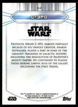 2020 Topps Chrome Star Wars Perspectives Resistance vs. the First Order #11-F C-3PO Back